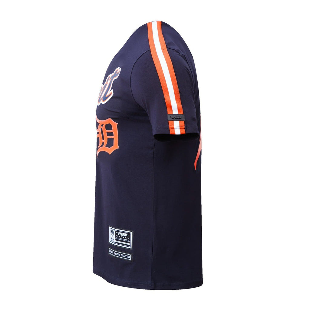 MLB DETROIT TIGERS HAUT PRO TEAM À BANDES ET À LOGO POUR HOMME (MARINE MINUIT/ORANGE)