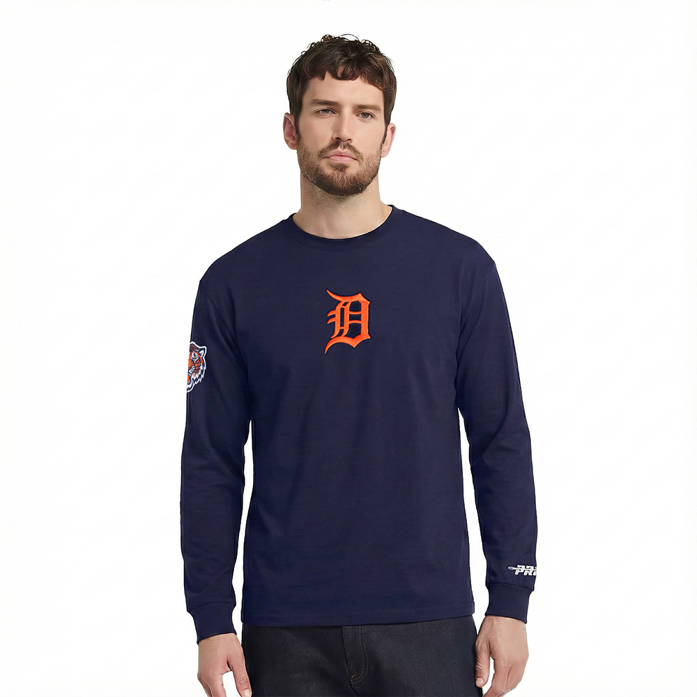 MLB DETROIT TIGERS LIVING LARGE MEN'S DROP SHOULDER LS TOP (MIDNIGHT NAVY)