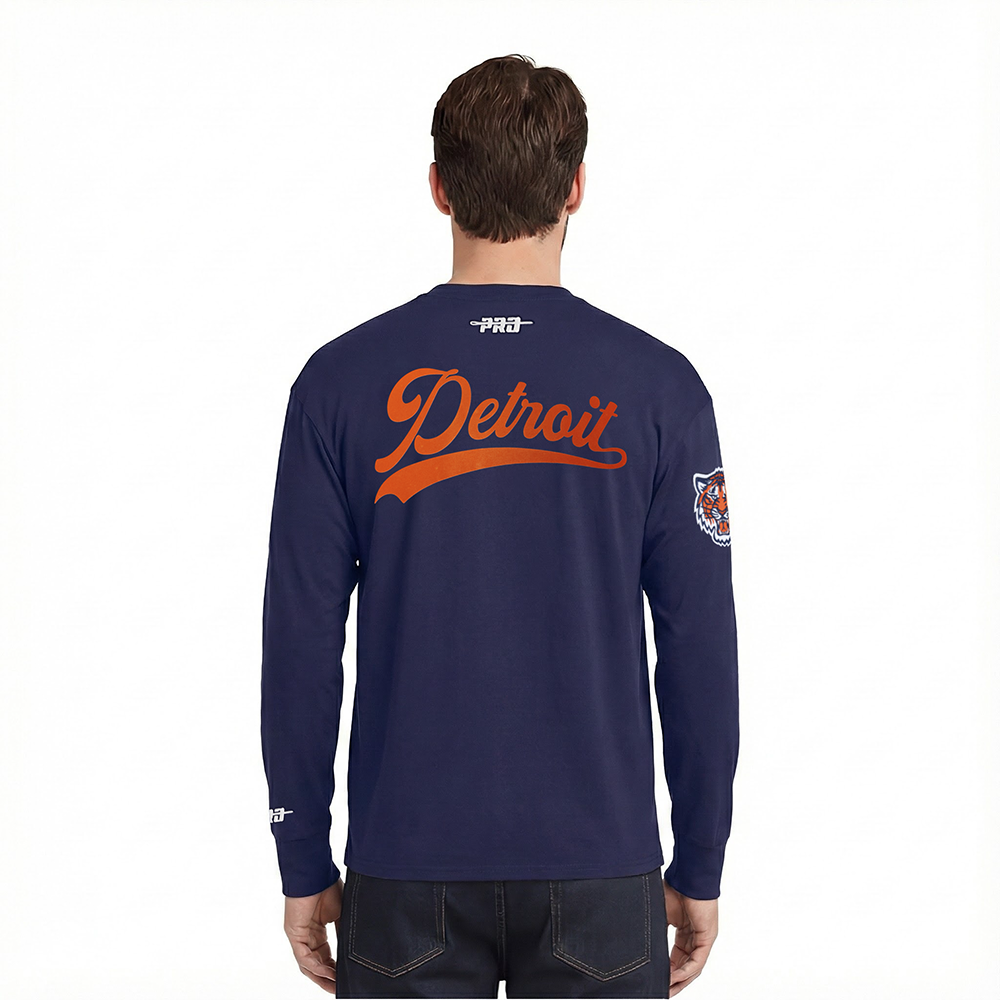 MLB DETROIT TIGERS LIVING LARGE MEN'S DROP SHOULDER LS TOP (MIDNIGHT NAVY)
