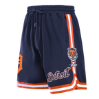 MLB DETROIT TIGERS CLASSIC CHENILLE SHORT PRO EN MAILLE DOUBLE POUR HOMME (MARINE MINUIT/ORANGE)