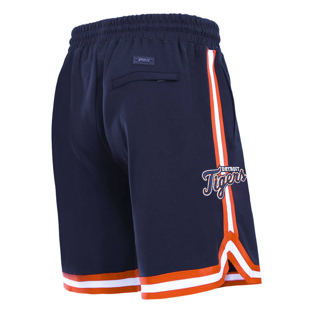MLB DETROIT TIGERS CLASSIC CHENILLE SHORT PRO EN MAILLE DOUBLE POUR HOMME (MARINE MINUIT/ORANGE)