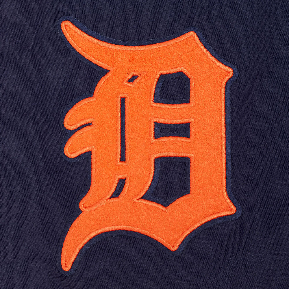 MLB DETROIT TIGERS CLASSIC CHENILLE SHORT PRO EN MAILLE DOUBLE POUR HOMME (MARINE MINUIT/ORANGE)