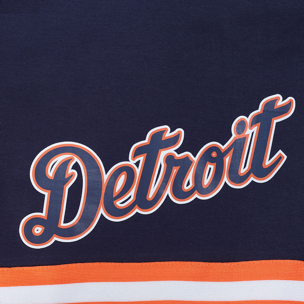 MLB DETROIT TIGERS CLASSIC CHENILLE SHORT PRO EN MAILLE DOUBLE POUR HOMME (MARINE MINUIT/ORANGE)