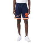 MLB DETROIT TIGERS CLASSIC CHENILLE SHORT PRO EN MAILLE DOUBLE POUR HOMME (MARINE MINUIT/ORANGE)