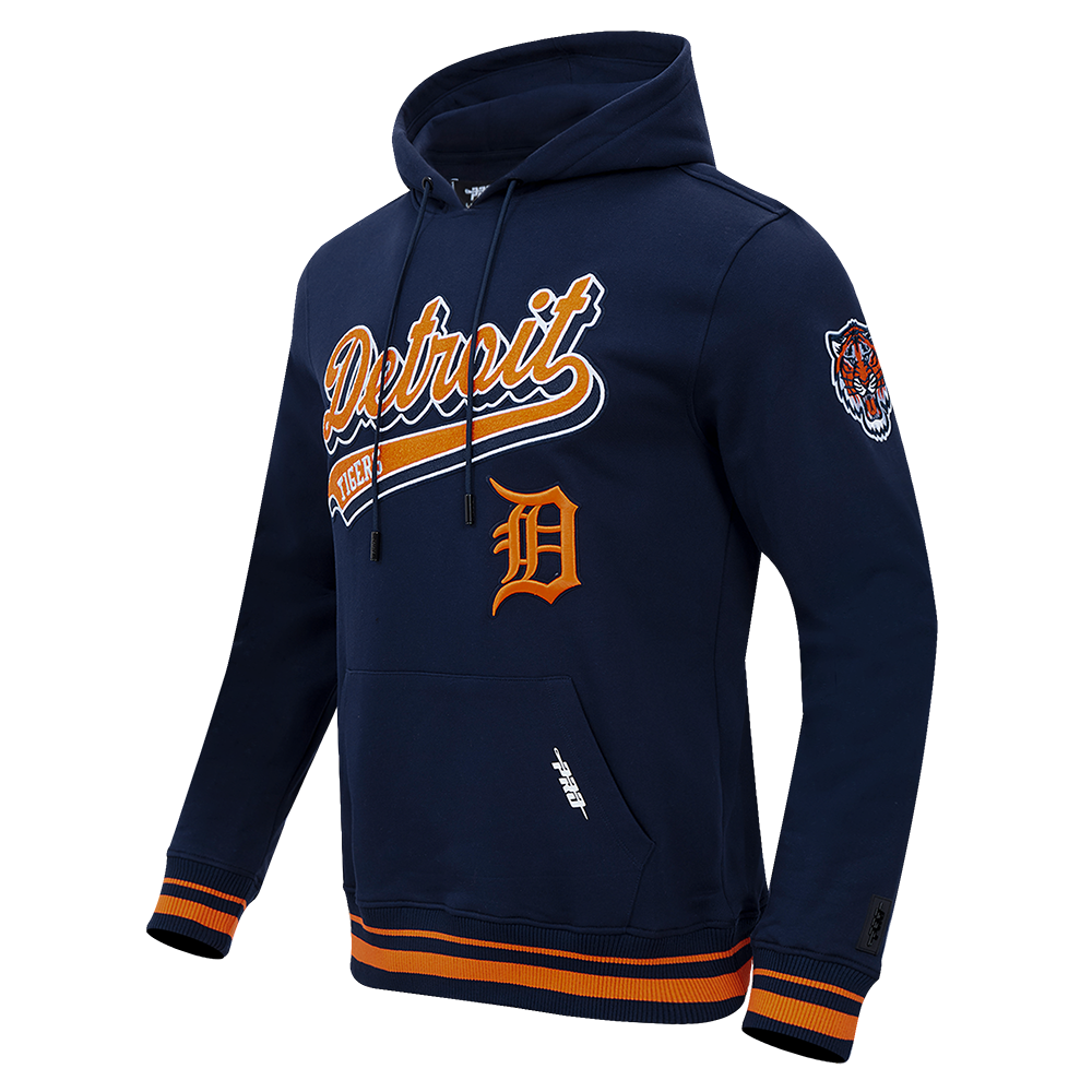 MLB DETROIT TIGERS SCRIPT TAIL MEN'S RIB FLC PO HOODIE (MIDNIGHT NAVY/ORANGE/MIDNIGHT NAVY)