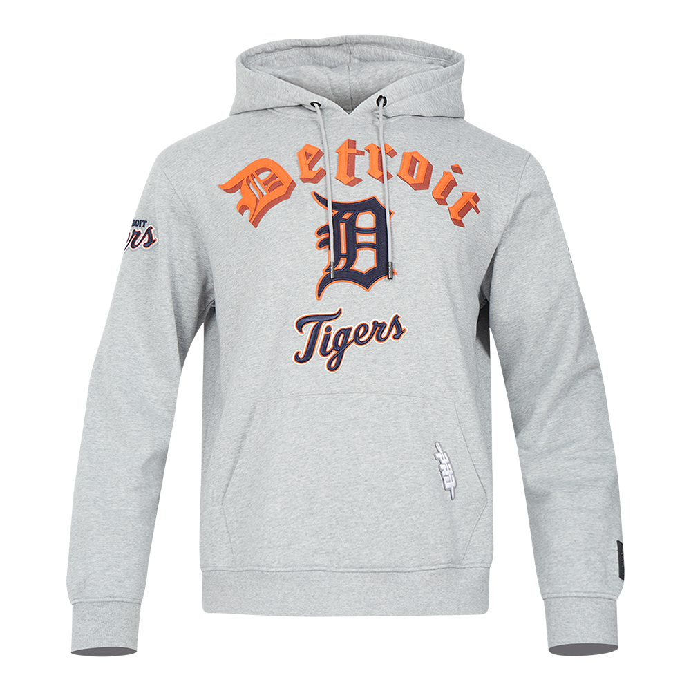 MLB DETROIT TIGERS OLD ENGLISH CHANDAIL À CAPUCHON EN MOLLETON POUR HOMME (GRIS CHINÉ)