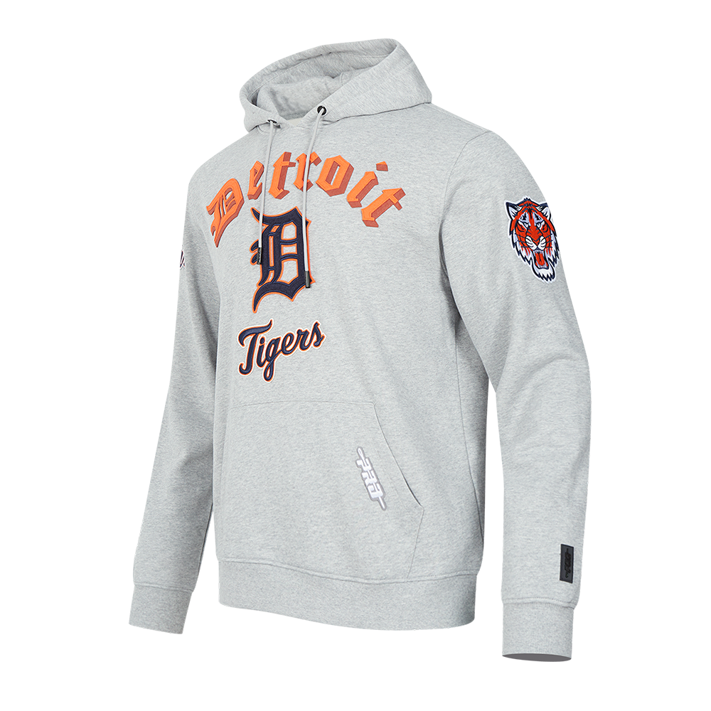 MLB DETROIT TIGERS OLD ENGLISH CHANDAIL À CAPUCHON EN MOLLETON POUR HOMME (GRIS CHINÉ)