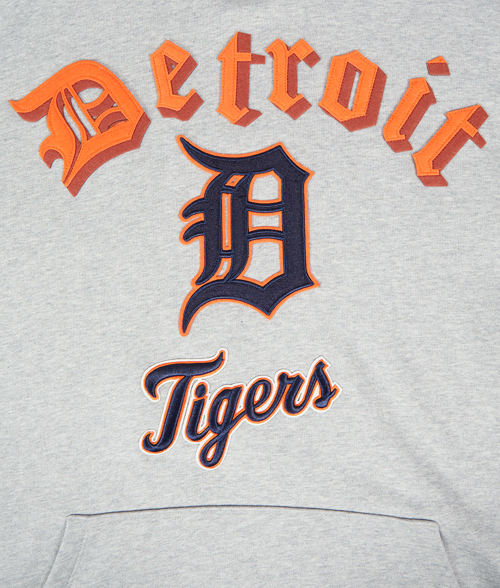 MLB DETROIT TIGERS OLD ENGLISH CHANDAIL À CAPUCHON EN MOLLETON POUR HOMME (GRIS CHINÉ)