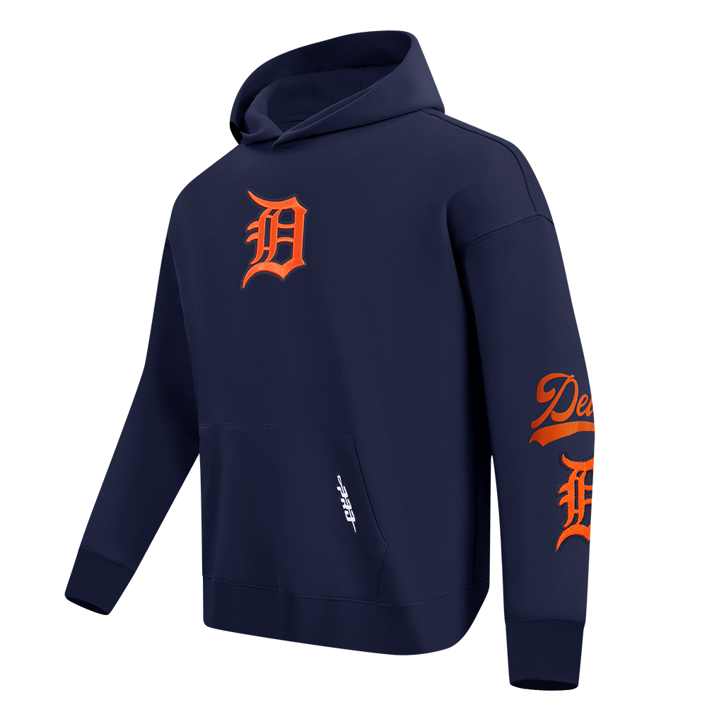 MLB DETROIT TIGERS LIVING LARGE CHANDAIL À CAPUCHON EN MOLLETON À ÉPAULES TOMBANTES POUR HOMME (MARINE MINUIT)