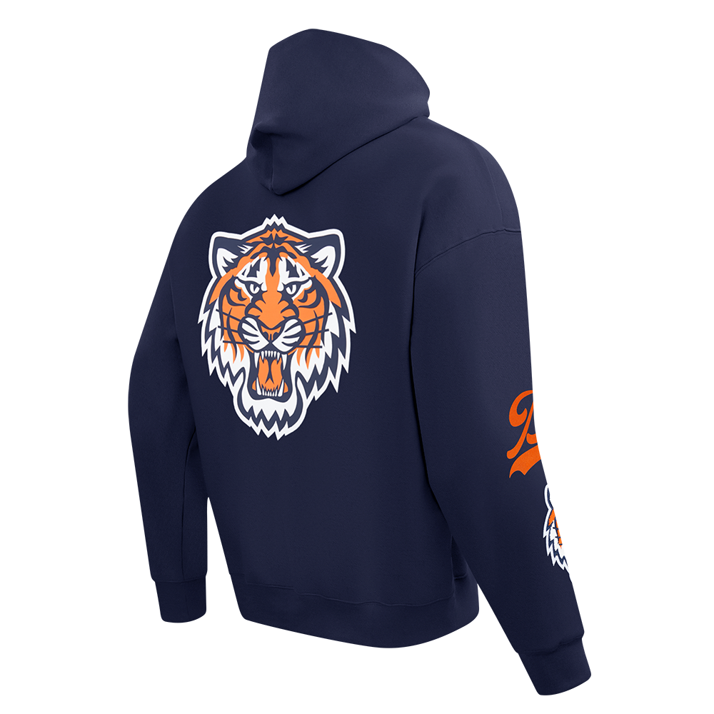 MLB DETROIT TIGERS LIVING LARGE CHANDAIL À CAPUCHON EN MOLLETON À ÉPAULES TOMBANTES POUR HOMME (MARINE MINUIT)