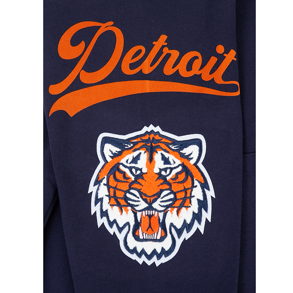 MLB DETROIT TIGERS LIVING LARGE CHANDAIL À CAPUCHON EN MOLLETON À ÉPAULES TOMBANTES POUR HOMME (MARINE MINUIT)