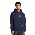 MLB DETROIT TIGERS LIVING LARGE CHANDAIL À CAPUCHON EN MOLLETON À ÉPAULES TOMBANTES POUR HOMME (MARINE MINUIT)