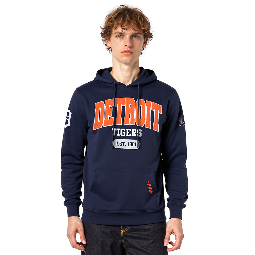 MLB DETROIT TIGERS CITY ARCH CHANDAIL À CAPUCHON EN MOLLETON POUR HOMME (MARINE MINUIT)