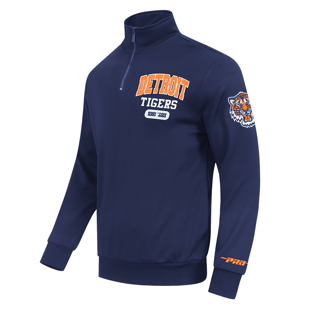 MLB DETROIT TIGERS CITY ARCH HAUT EN MOLLETON À GLISSIÈRE AU QUART POUR HOMME (MARINE MINUIT)