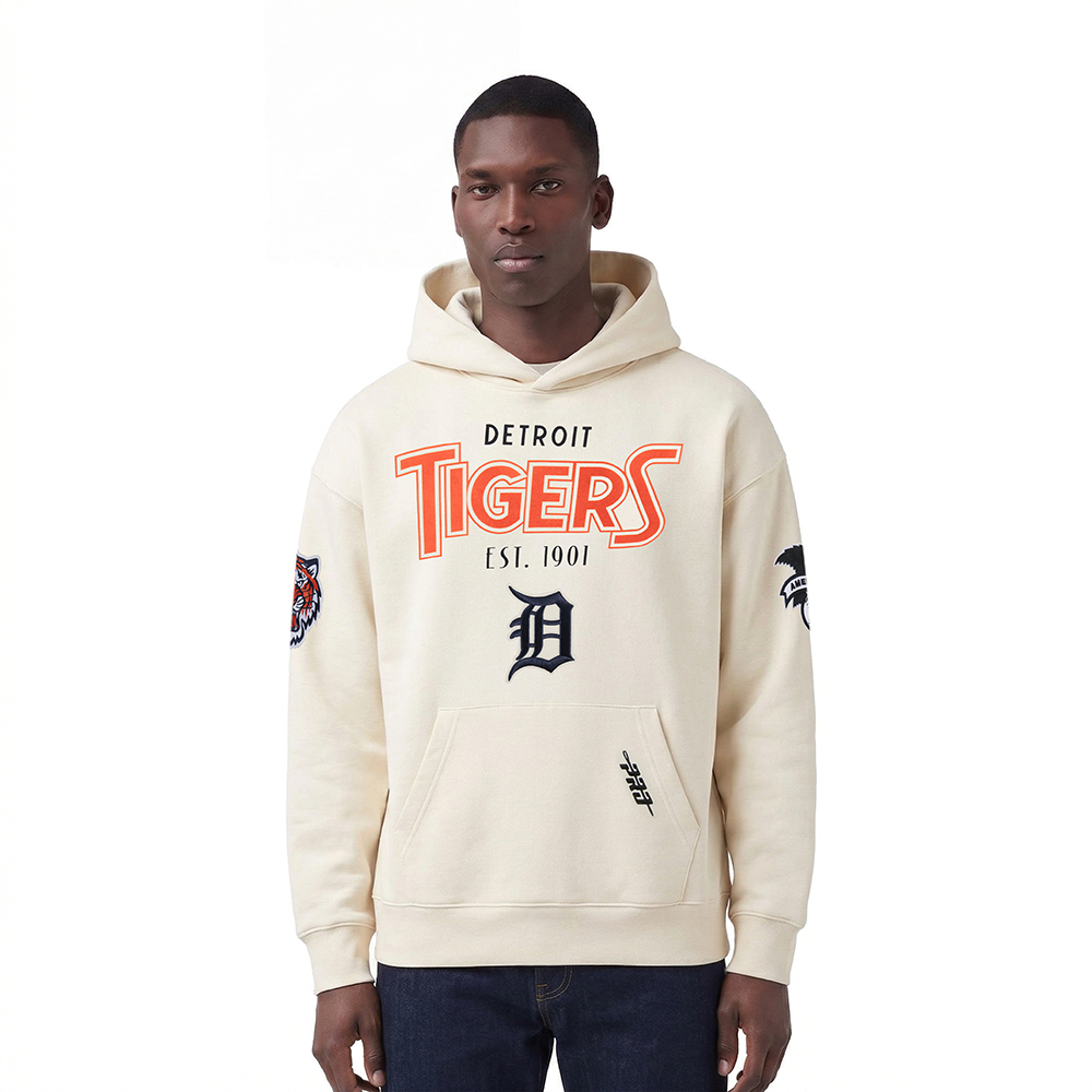 MLB DETROIT TIGERS PARADISE MEN'S PULL OVER HOODIE (EGGSHELL)