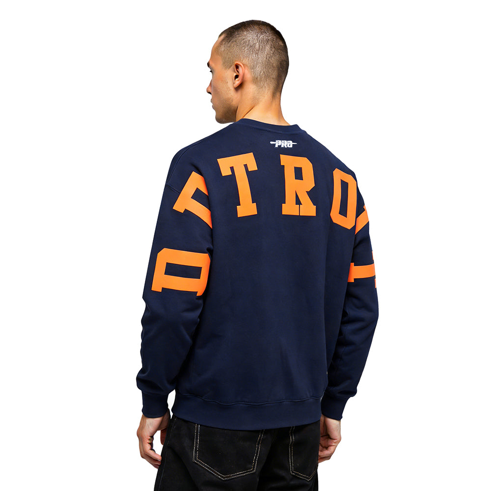 MLB DETROIT TIGERS WINGSPAN CHANDAIL À COL ROND EN MOLLETON À ÉPAULES TOMBANTES V2 POUR HOMME (MARINE MINUIT)