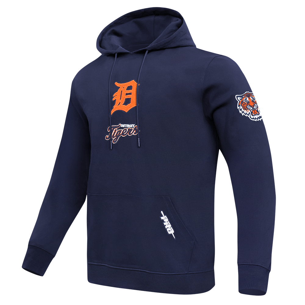 MLB DETROIT TIGERS CLASSIC CHENILLE CHANDAIL À CAPUCHON EN MAILLE DOUBLE POUR HOMME (MARINE MINUIT)