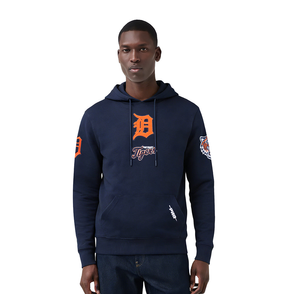 MLB DETROIT TIGERS CLASSIC CHENILLE CHANDAIL À CAPUCHON EN MAILLE DOUBLE POUR HOMME (MARINE MINUIT)