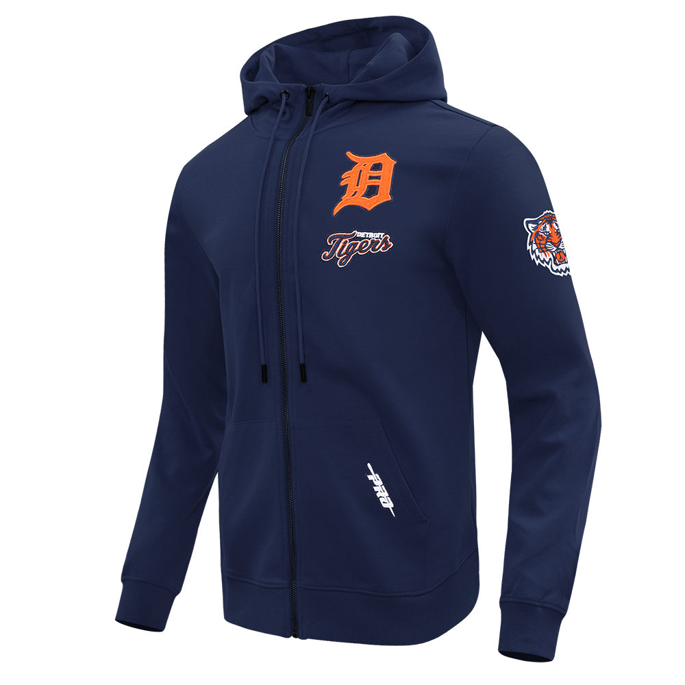 MLB DETROIT TIGERS CLASSIC CHENILLE MEN'S DK FZ HOODIE (MIDNIGHT NAVY)
