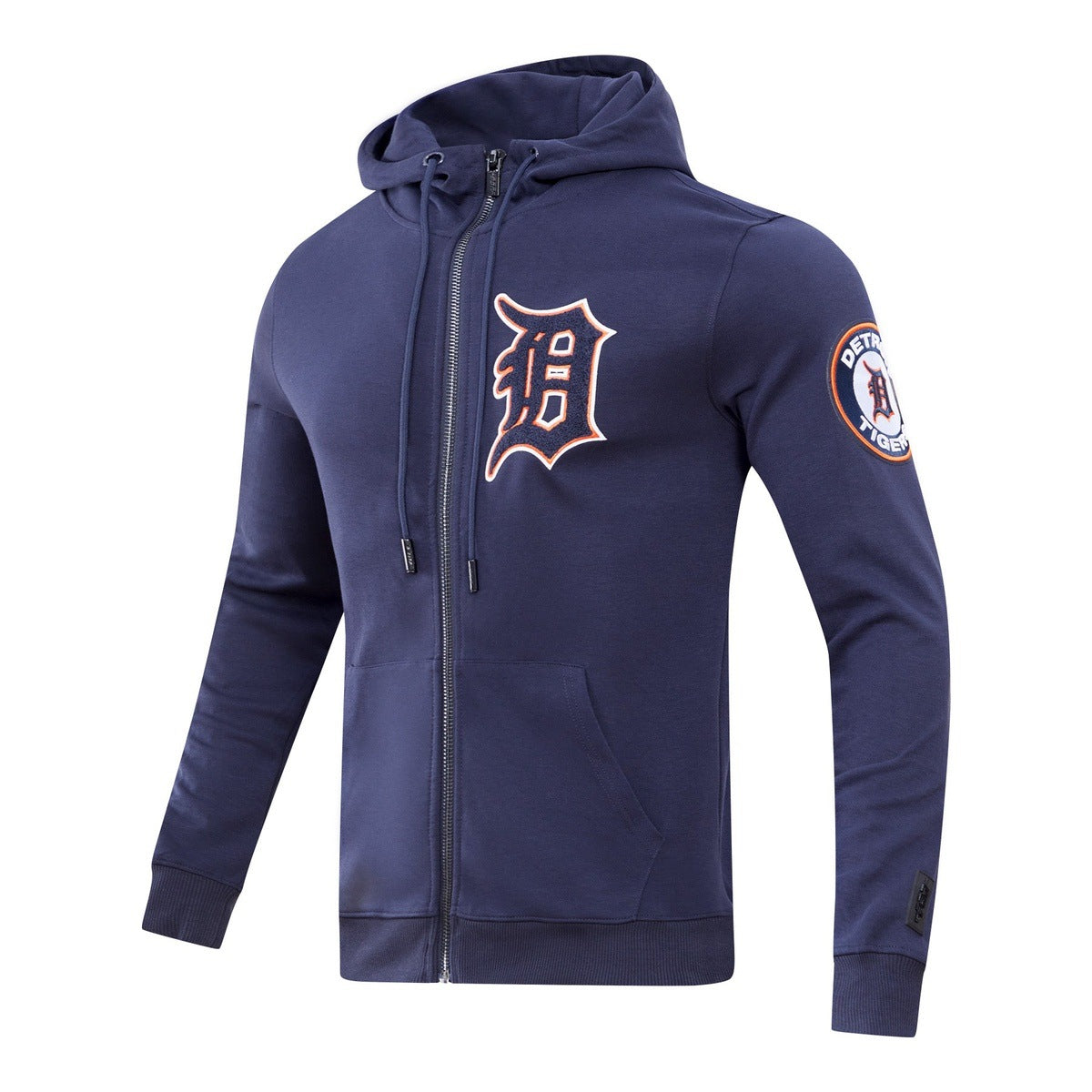 MLB DETROIT TIGERS CLASSIC CHENILLE MEN'S FULL ZIP PULLOVER HOODIE (MIDNIGHT NAVY)