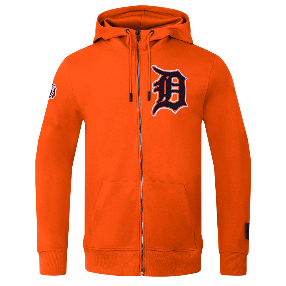 MLB DETROIT TIGERS CLASSIC CHENILLE MEN'S FULL ZIP PULLOVER HOODIE (ORANGE)