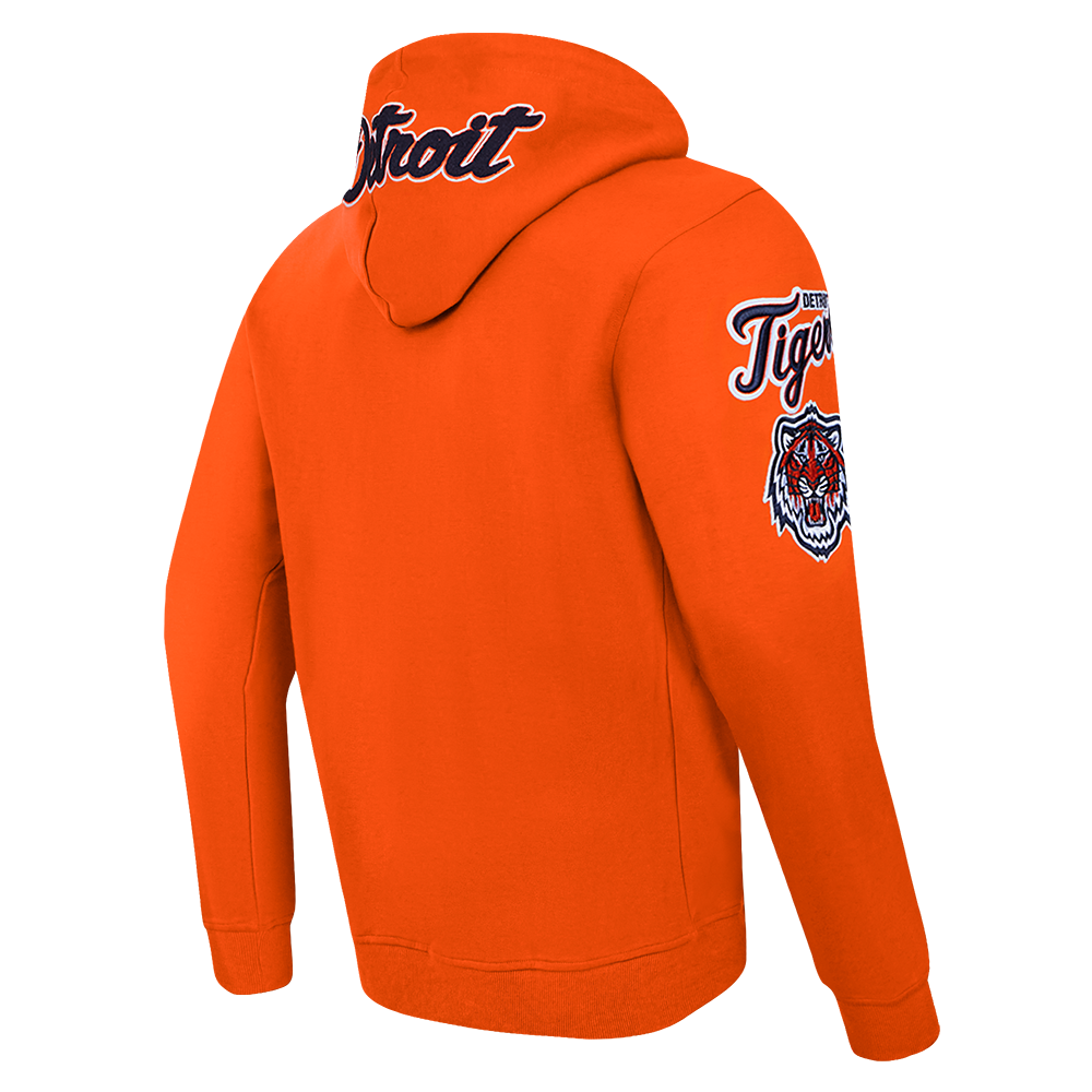 MLB DETROIT TIGERS CLASSIC CHENILLE MEN'S FULL ZIP PULLOVER HOODIE (ORANGE)