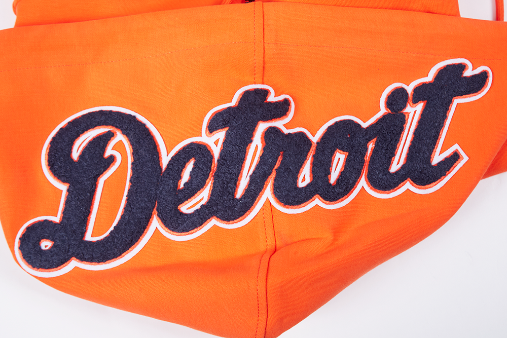 MLB DETROIT TIGERS CLASSIC CHENILLE MEN'S FULL ZIP PULLOVER HOODIE (ORANGE)
