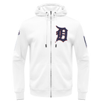 MLB DETROIT TIGERS CLASSIC CHENILLE CHANDAIL À CAPUCHON À GLISSIÈRE POUR HOMME (BLANC)