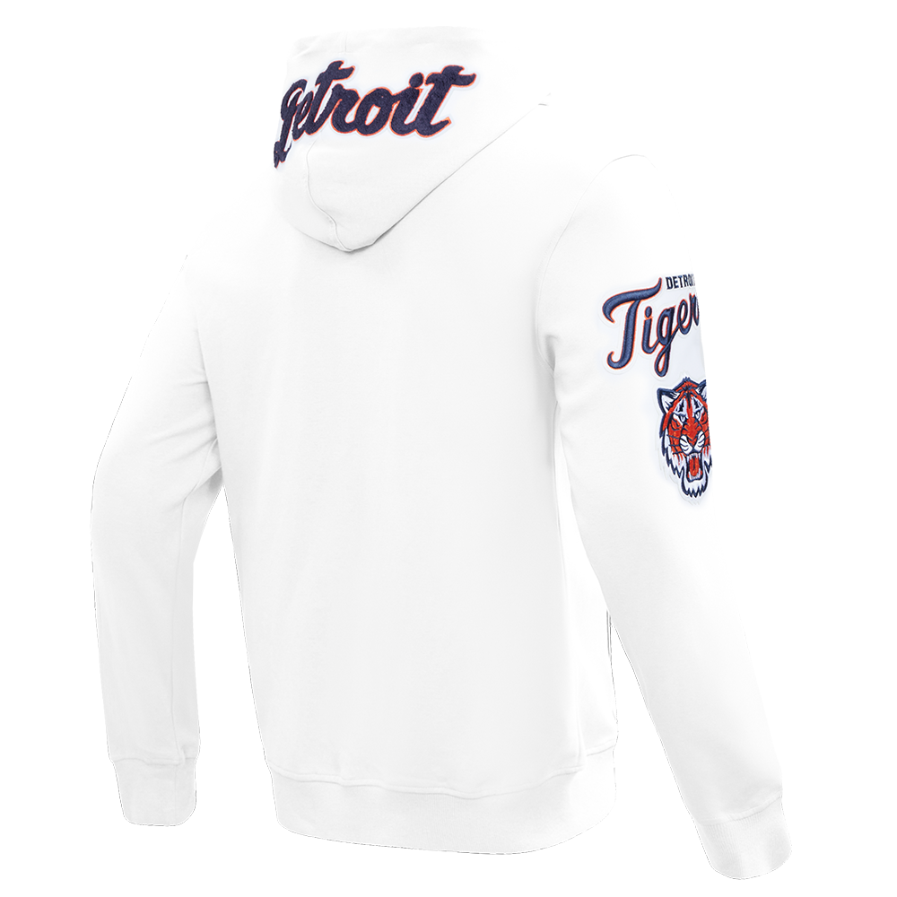 MLB DETROIT TIGERS CLASSIC CHENILLE CHANDAIL À CAPUCHON À GLISSIÈRE POUR HOMME (BLANC)