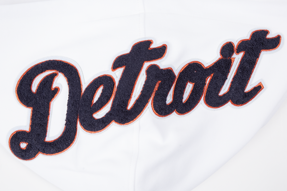 MLB DETROIT TIGERS CLASSIC CHENILLE CHANDAIL À CAPUCHON À GLISSIÈRE POUR HOMME (BLANC)