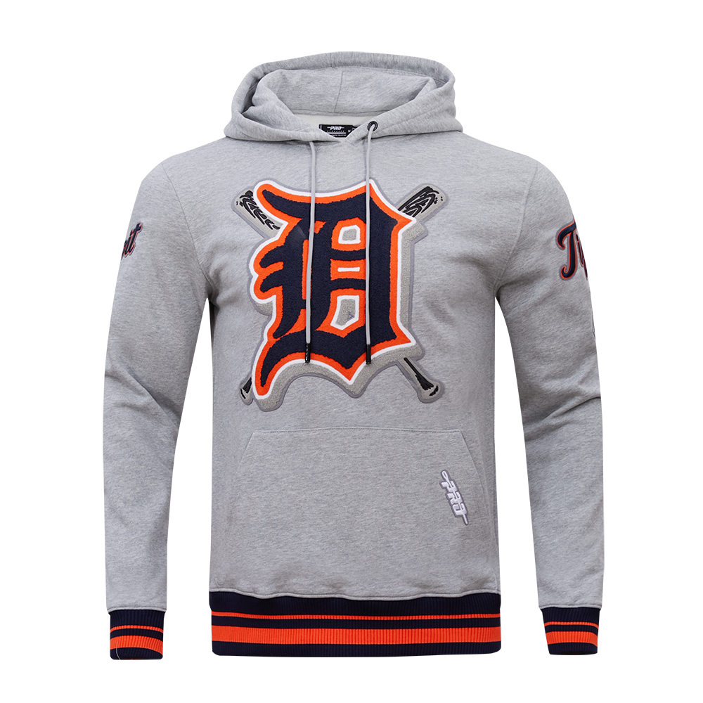 MLB DETROIT TIGERS MASH UP MEN'S RIB FLC PO HOODIE (HEATHER GREY/MIDNIGHT NAVY/ORANGE)