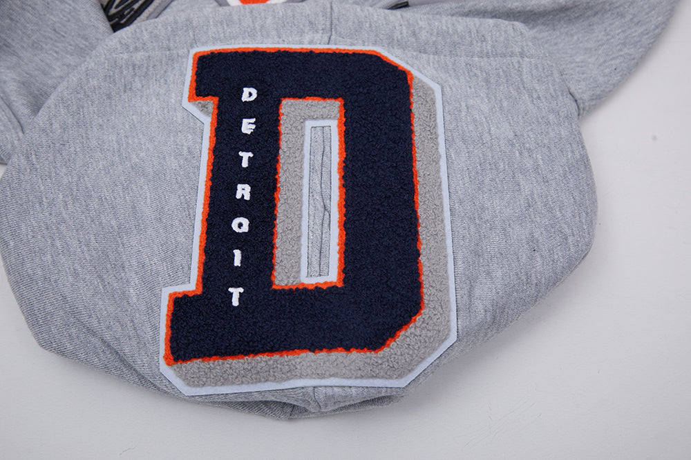 MLB DETROIT TIGERS MASH UP MEN'S RIB FLC PO HOODIE (HEATHER GREY/MIDNIGHT NAVY/ORANGE)