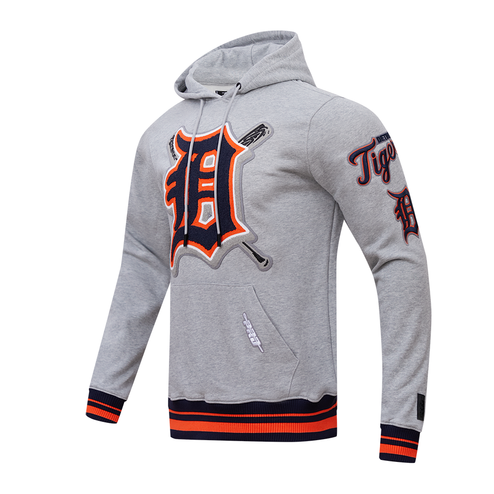 MLB DETROIT TIGERS MASH UP MEN'S RIB FLC PO HOODIE (HEATHER GREY/MIDNIGHT NAVY/ORANGE)