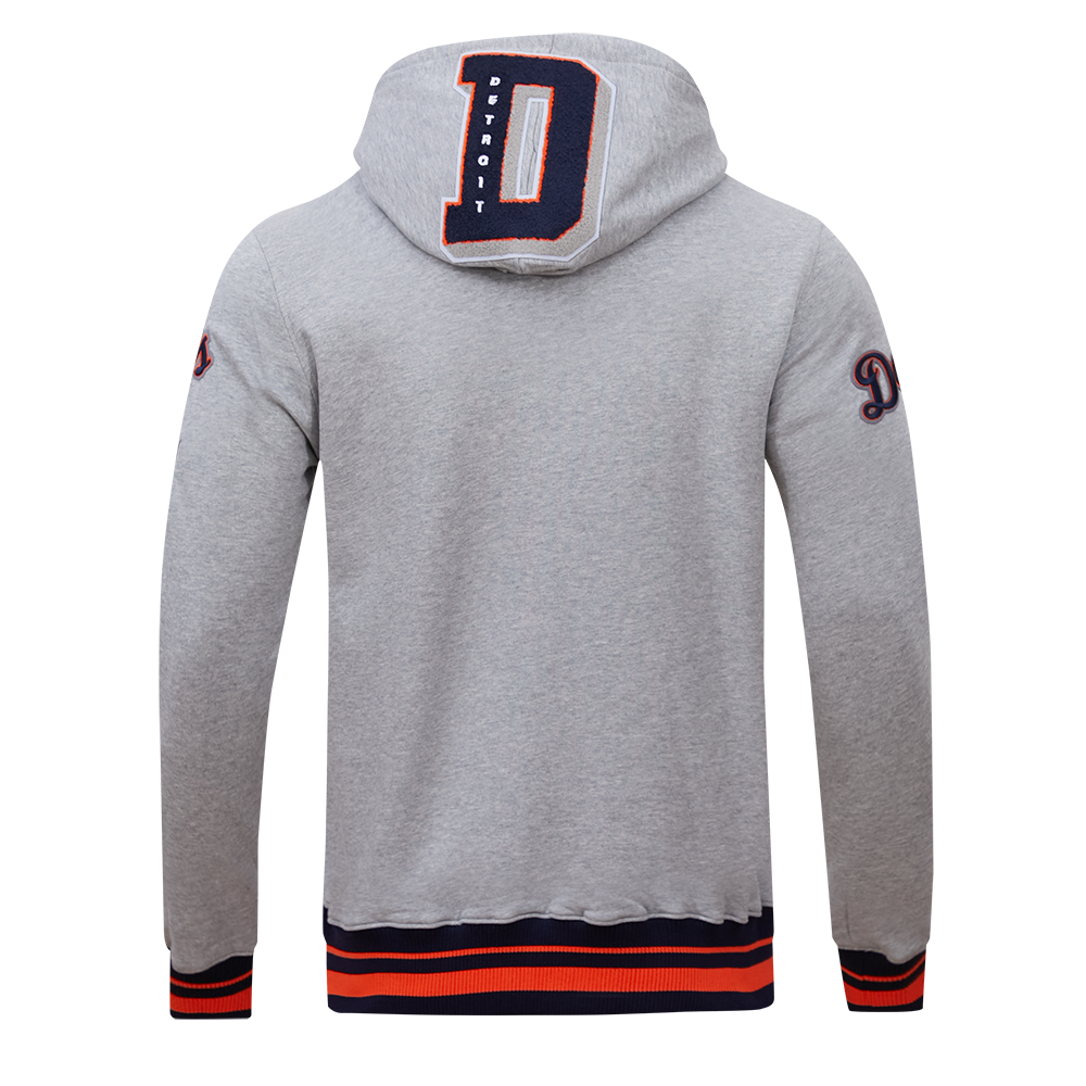MLB DETROIT TIGERS MASH UP MEN'S RIB FLC PO HOODIE (HEATHER GREY/MIDNIGHT NAVY/ORANGE)