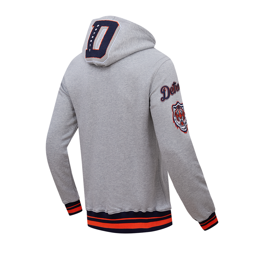 MLB DETROIT TIGERS MASH UP MEN'S RIB FLC PO HOODIE (HEATHER GREY/MIDNIGHT NAVY/ORANGE)