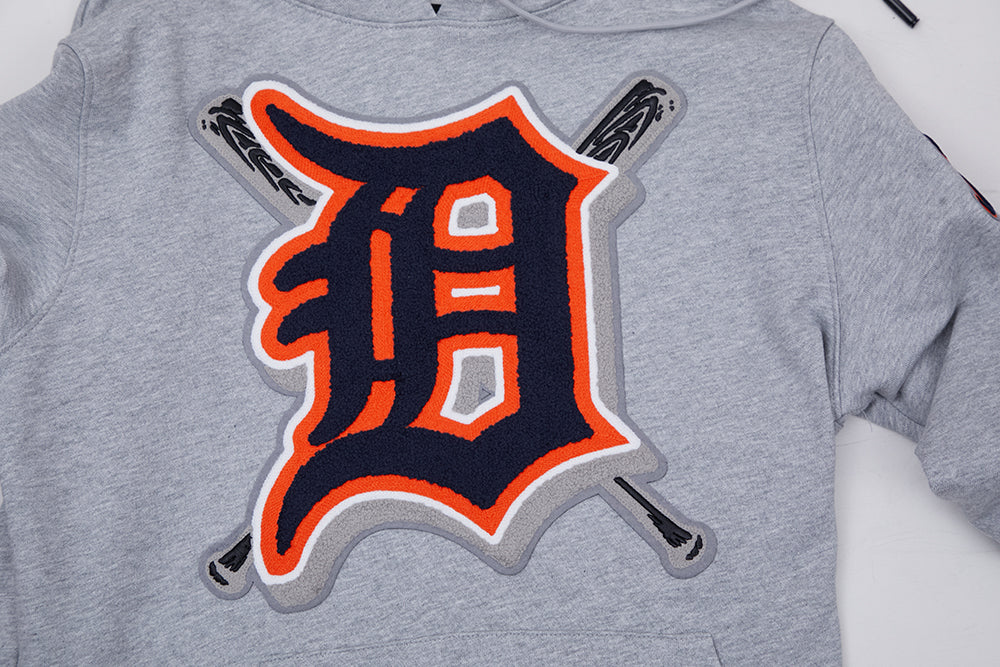MLB DETROIT TIGERS MASH UP MEN'S RIB FLC PO HOODIE (HEATHER GREY/MIDNIGHT NAVY/ORANGE)