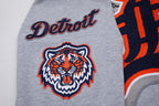 MLB DETROIT TIGERS MASH UP MEN'S RIB FLC PO HOODIE (HEATHER GREY/MIDNIGHT NAVY/ORANGE)