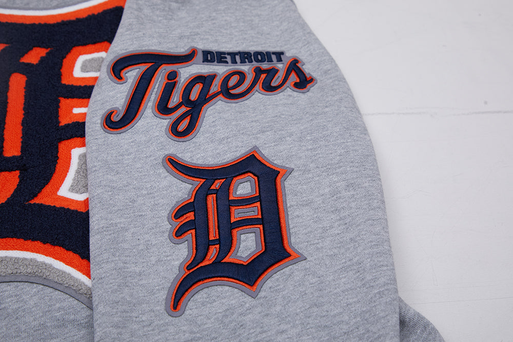 MLB DETROIT TIGERS MASH UP MEN'S RIB FLC PO HOODIE (HEATHER GREY/MIDNIGHT NAVY/ORANGE)