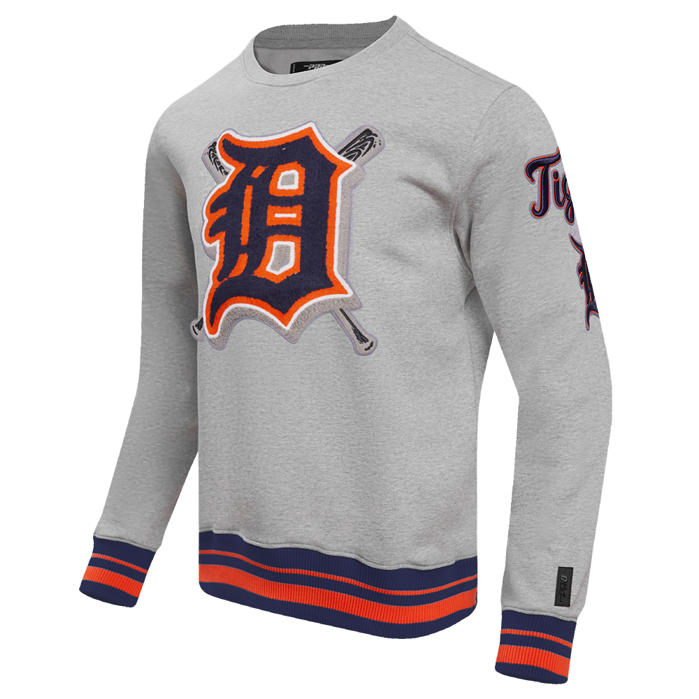 MLB DETROIT TIGERS MASH UP MEN'S RIB FLC CREWNECK (HEATHER GREY/MIDNIGHT NAVY/ORANGE)