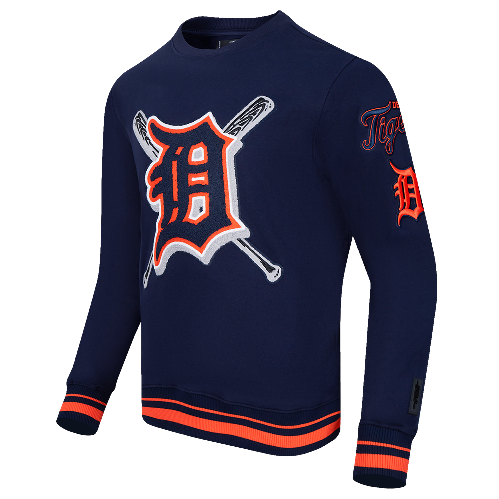 MLB DETROIT TIGERS MASH UP CHANDAIL À COL ROND EN MOLLETON CÔTELÉ POUR HOMME (MARINE MINUIT/ORANGE/MARINE MINUIT)