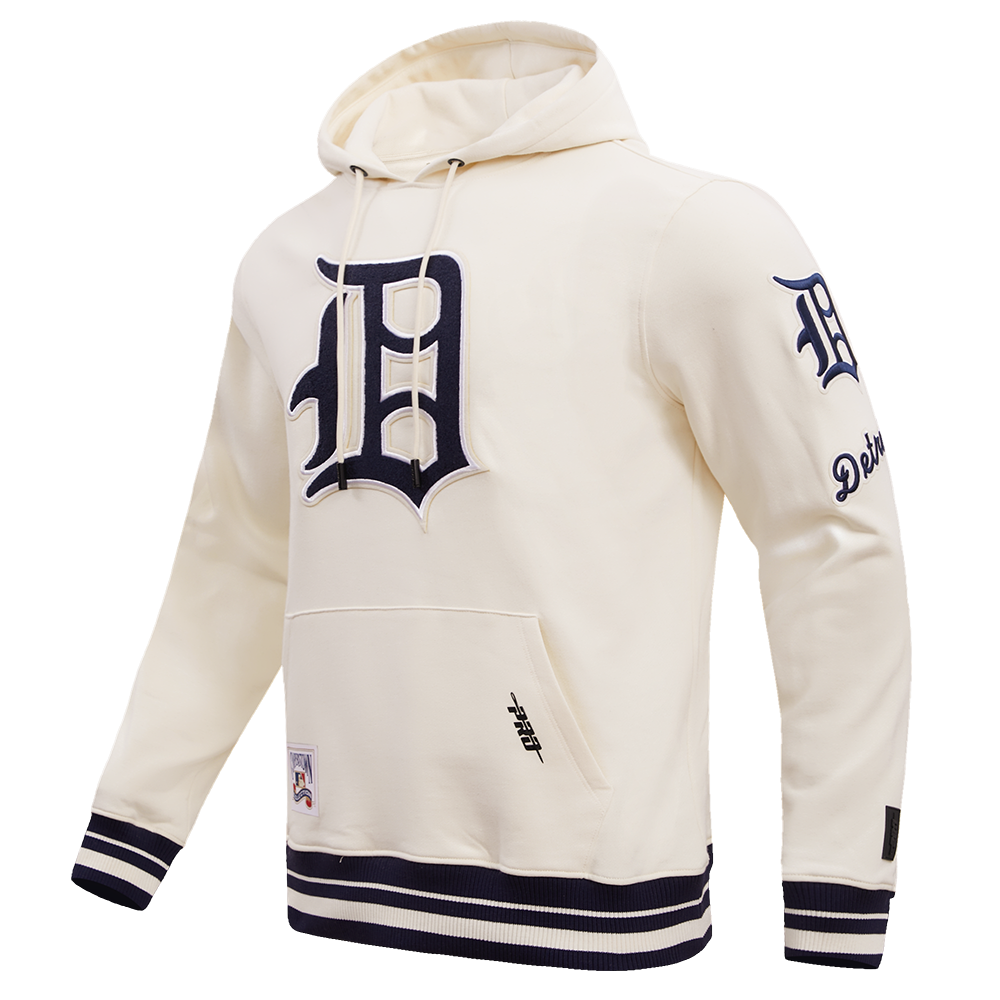 MLB DETROIT TIGERS RETRO CLASSIC MEN'S PULLOVER HOODIE (EGGSHELL/MIDNIGHT NAVY)