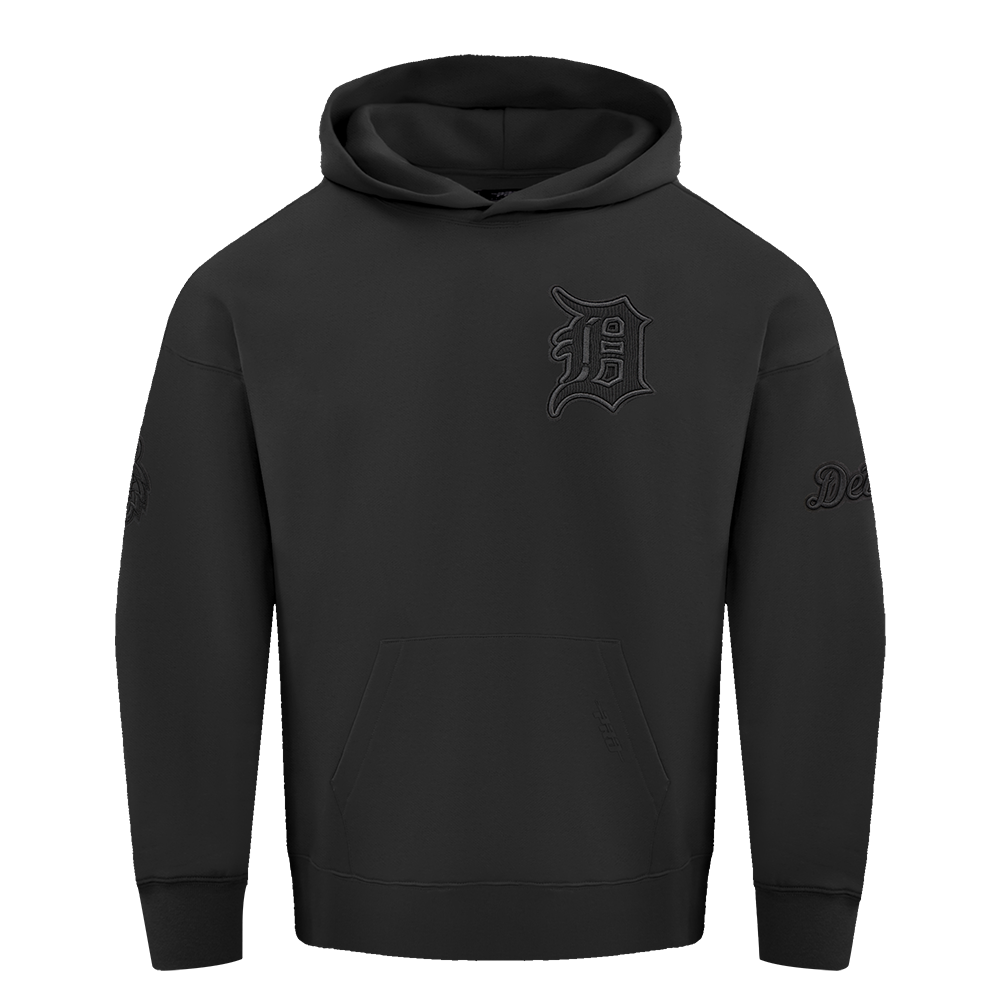 MLB DETROIT TIGERS NEUTRAL DROP SHOULDER MEN'S PULLOVER HOODIE (BLACK)