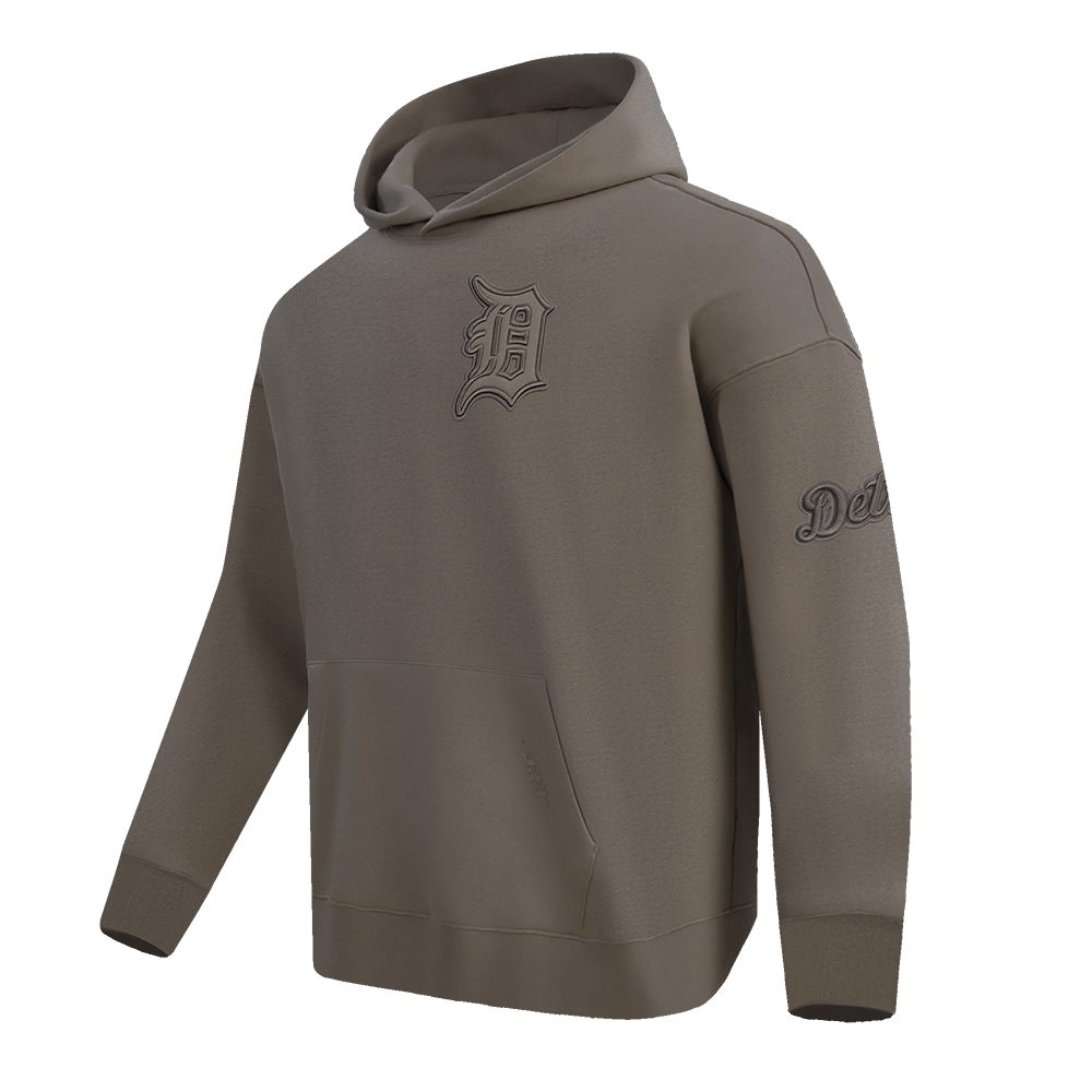 MLB DETROIT TIGERS NEUTRAL DROP SHOULDER MEN'S PULLOVER HOODIE (DARK TAUPE)