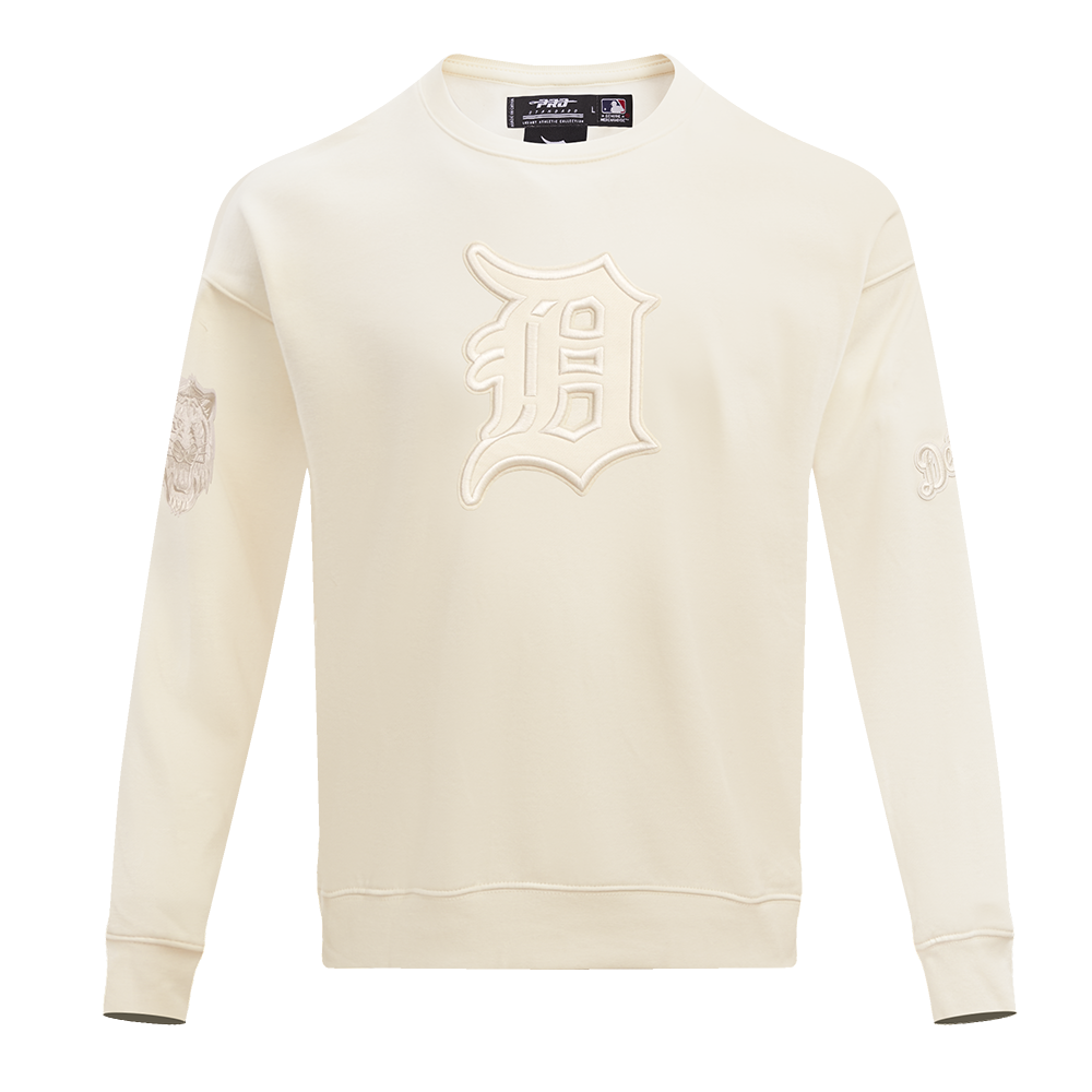MLB DETROIT TIGERS NEUTRAL CHANDAIL À COL ROND EN MOLLETON À ÉPAULES TOMBANTES POUR HOMME (COQUILLE D'ŒUF)