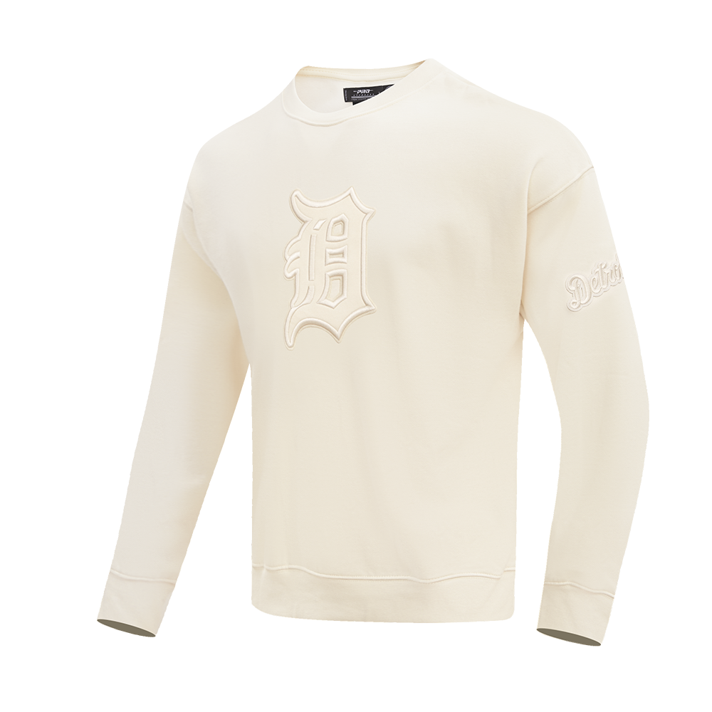 MLB DETROIT TIGERS NEUTRAL CHANDAIL À COL ROND EN MOLLETON À ÉPAULES TOMBANTES POUR HOMME (COQUILLE D'ŒUF)