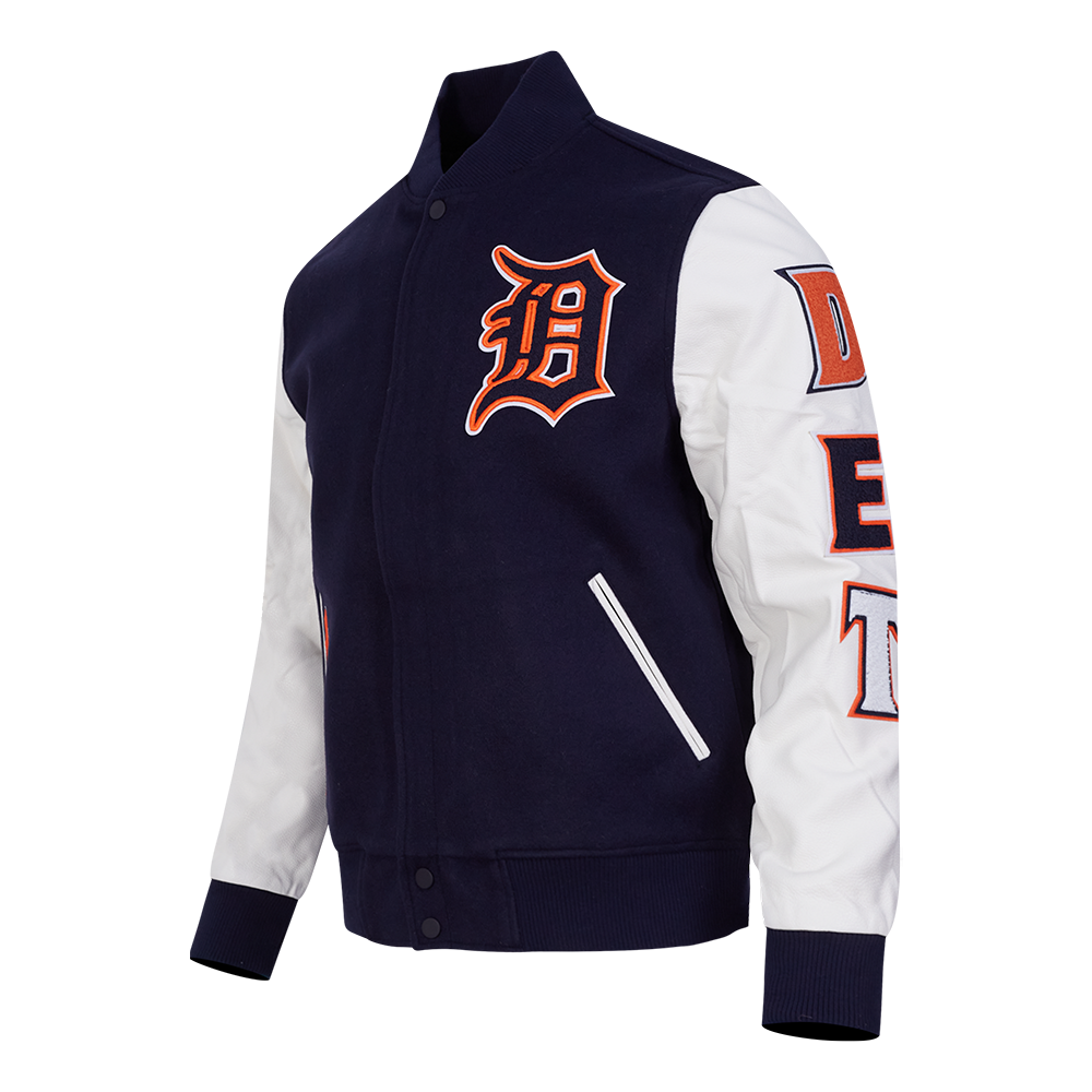 MLB DETROIT TIGERS CLASSIC BLOUSON COLLÉGIAL EN LAINE POUR HOMME (MARINE MINUIT/BLANC)