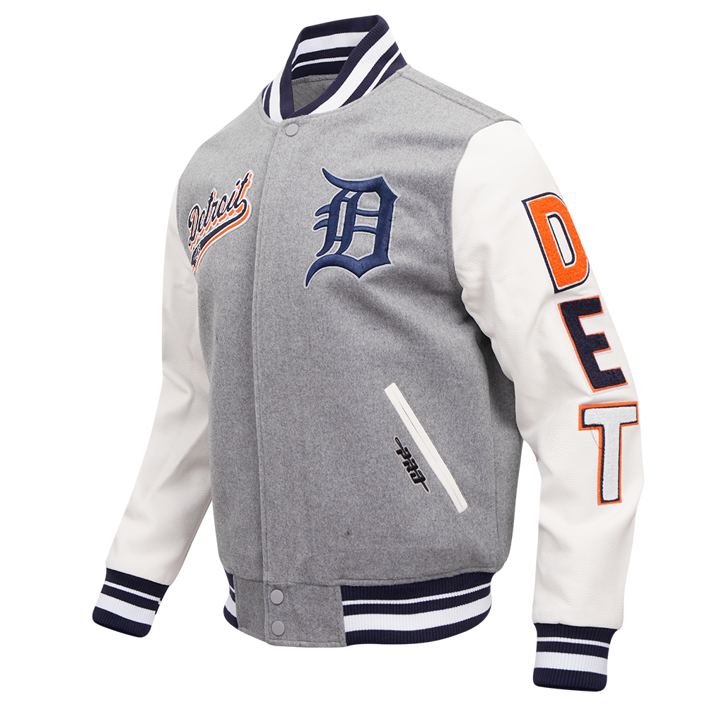 MLB DETROIT TIGERS SCRIPT TAIL BLOUSON COLLÉGIAL POUR HOMME (GRIS CHINÉ/BLANC/MARINE MINUIT)