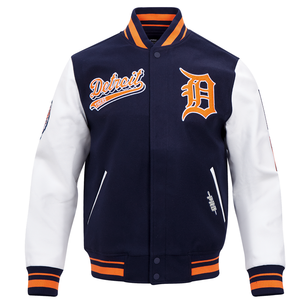 MLB DETROIT TIGERS SCRIPT TAIL BLOUSON COLLÉGIAL POUR HOMME (MARINE MINUIT/ORANGE/MARINE MINUIT)
