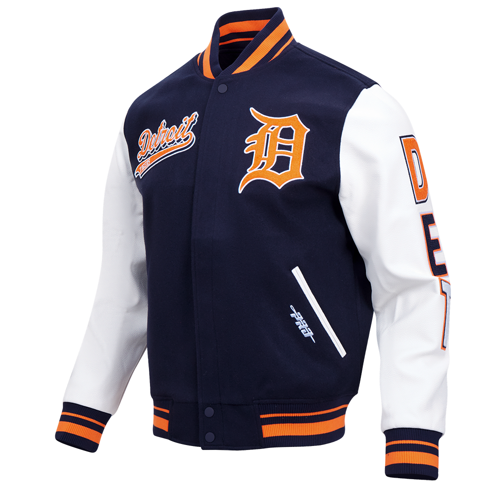 MLB DETROIT TIGERS SCRIPT TAIL MEN'S RIB WOOL VARSITY (MIDNIGHT NAVY/ORANGE/MIDNIGHT NAVY)