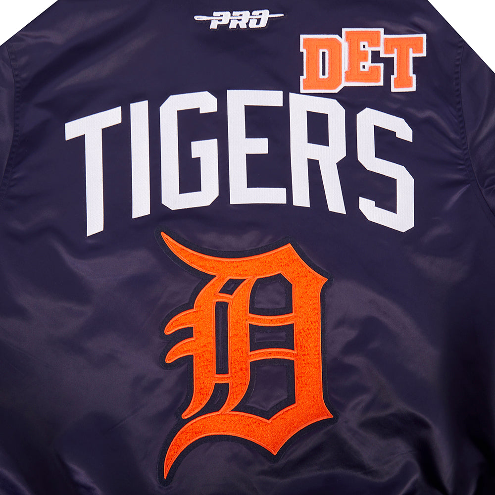 MLB DETROIT TIGERS LETTERMAN BLOUSON EN SATIN POUR HOMME (MARINE MINUIT)